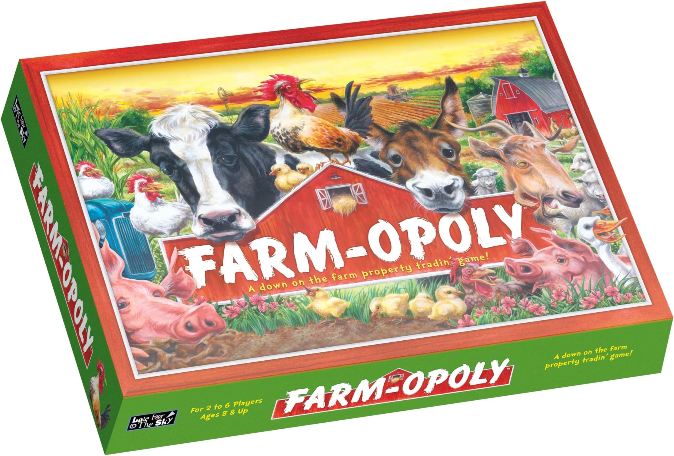 Late for the Sky Farm-Opoly Board Game – Family Property Trading Fun, Farm Theme, 2–6 Players, Ages 8+, Strategy Party Game Night Gift