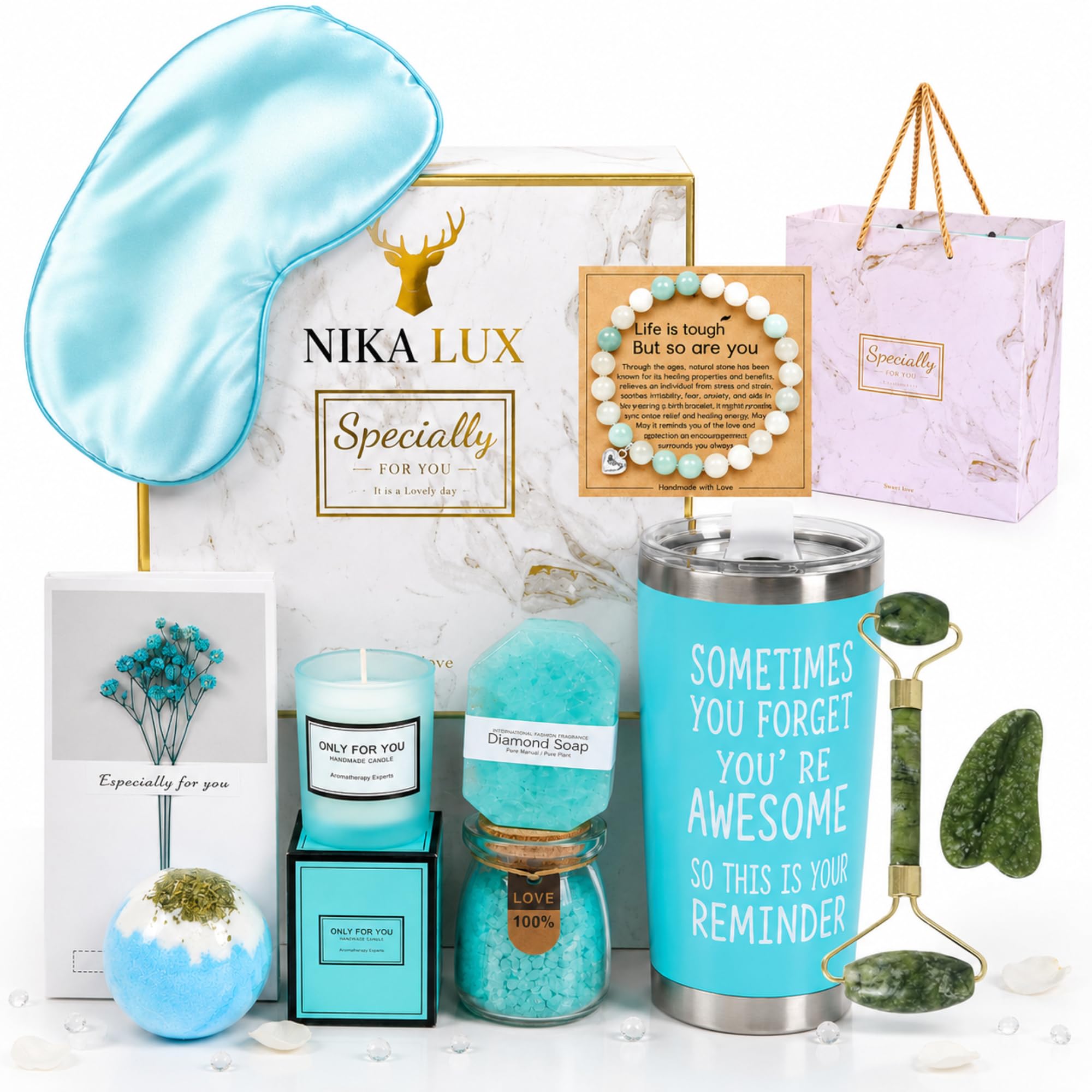 12 scatole regalo benessere e spa per donne, ragazze, set regalo di compleanno di lusso per lei, mamma, adolescenti, sorella, pacchetti per la cura di sé, colore blu