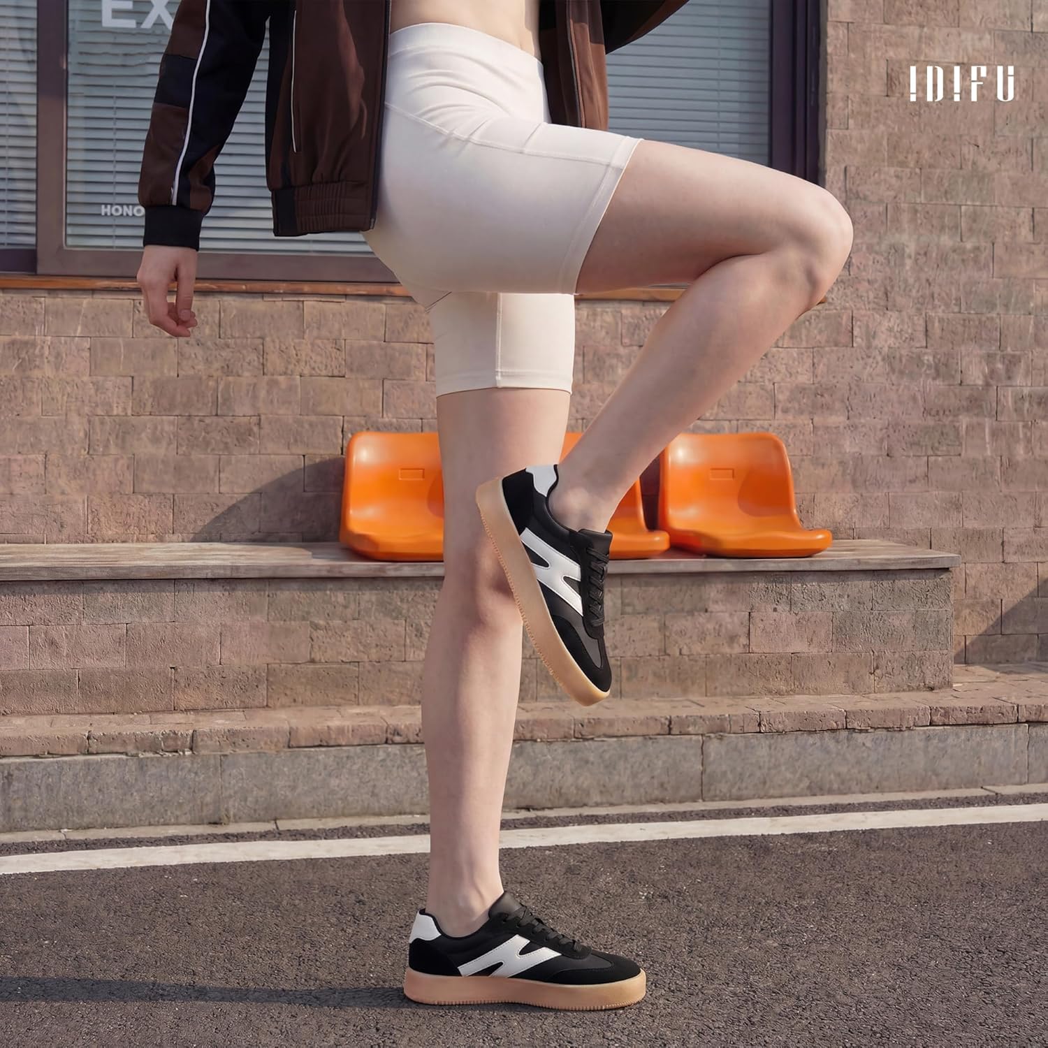 IDIFU Women's Platform Fashion Sneakers Trendy Comfortable Cute Lace-up Shoes Tennis Work Ladies Shoes Casual Classic Retro Non Slip Lightweight Sneakers