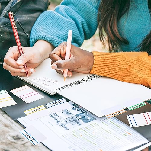 Miniatura 6 de Tenare Pestañas adhesivas de 2 pulgadas, índice de bandera adhesiva, pestañas de archivo grabables y reposicionables, marcadores de páginas de