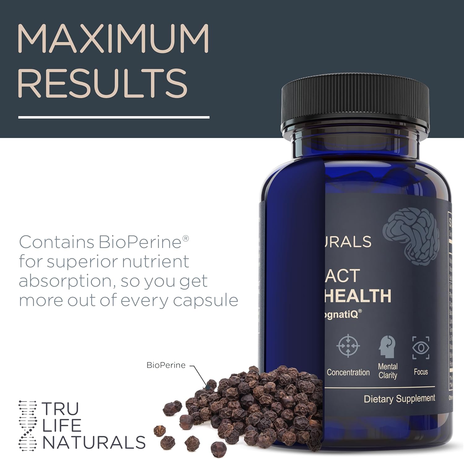 NEUROACT Brain Health Memory, Focus, Concentration, Mental Clarity with CognatiQ, Vitamin B3 & B6 | Manage Stress & Elevate Mood | Holistic Brain Health Formula, Sustained Energy & Well Being - Image 5