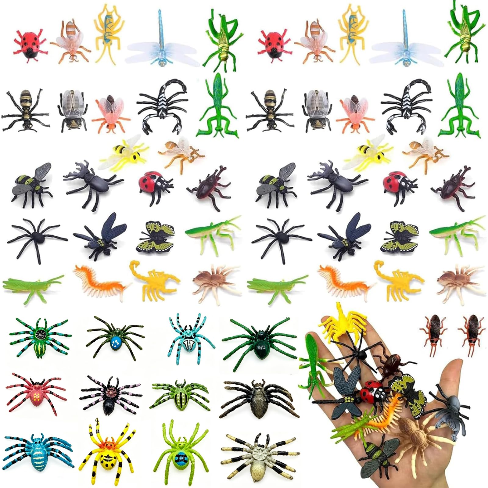Moxychrony 48 Pcs Mini Beasts, Bugs Toys , Plastic Realistic Insect Toys