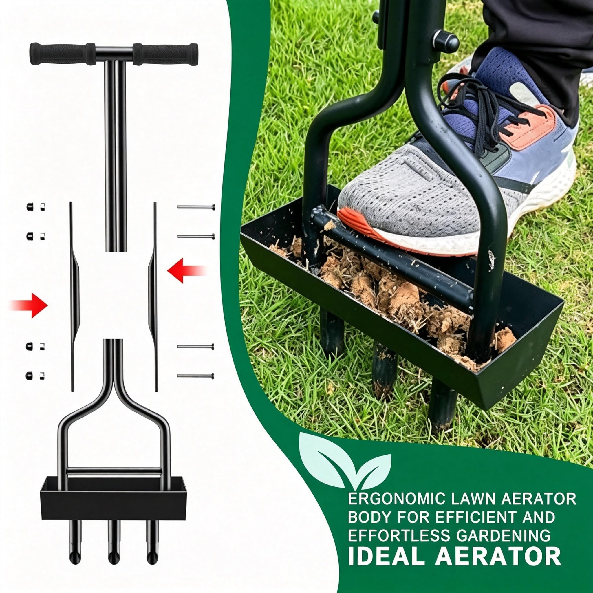 Herramienta Aireadora de Césped con 4 Púas Afiladas