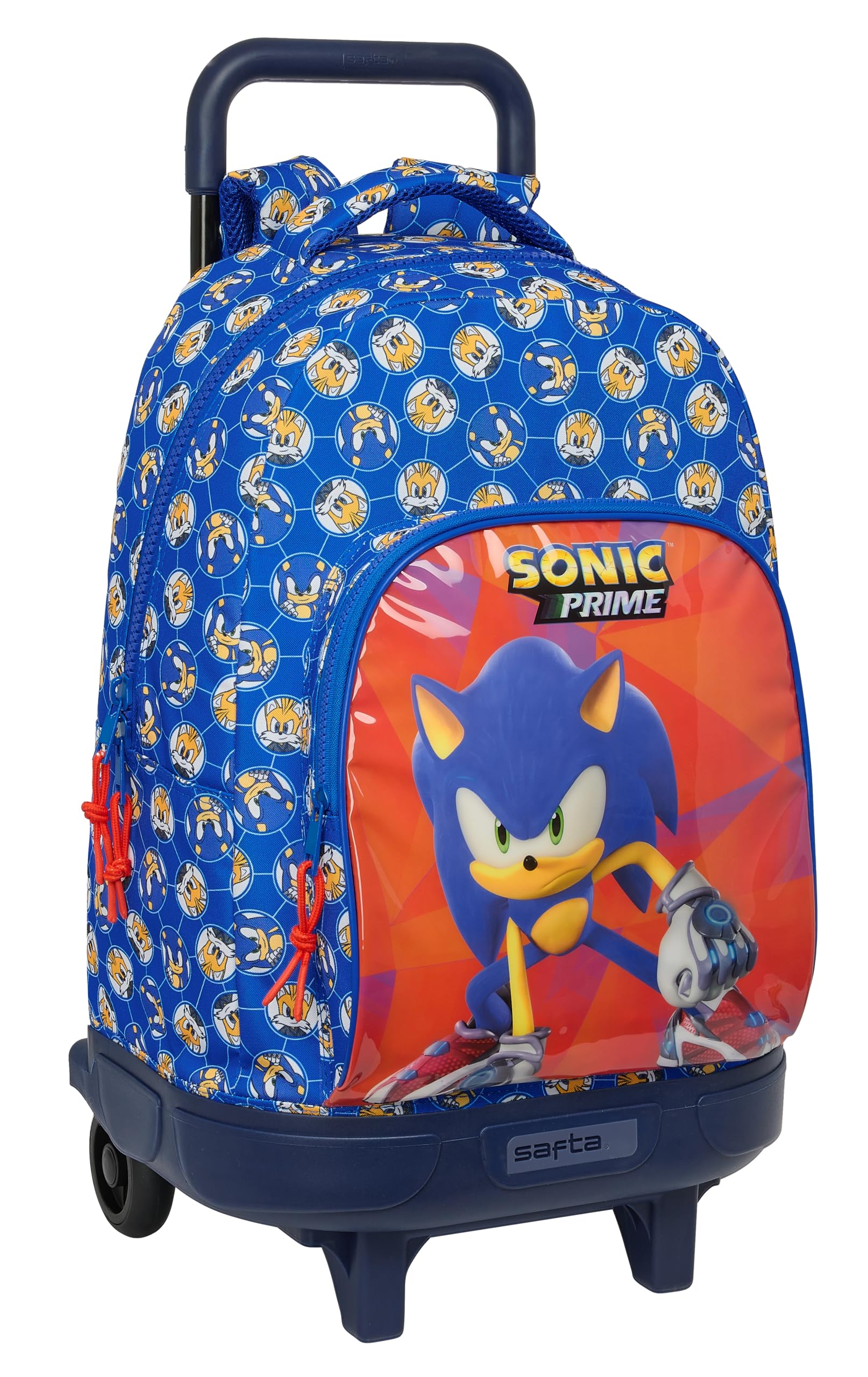 Safta Sonic Prime - Mochila Grande con Ruedas, Compacta, Extraíble, Ideal para Niños de Diferentes Edades, Cómoda y Versátil, Calidad y Resistencia, 33x22x45 cm, Color Azul