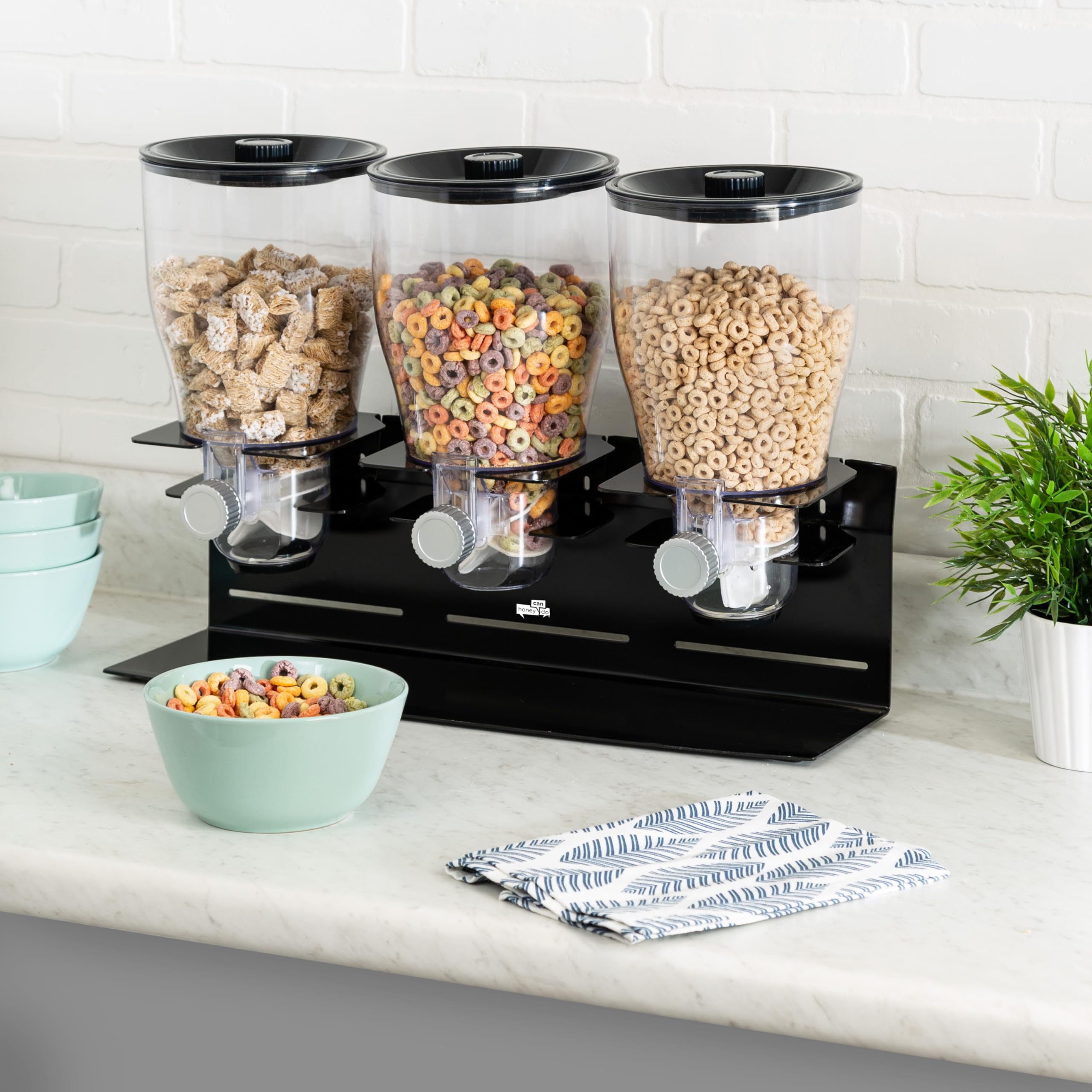 Honey-Can-Do Dispensador triple, negro/plateado