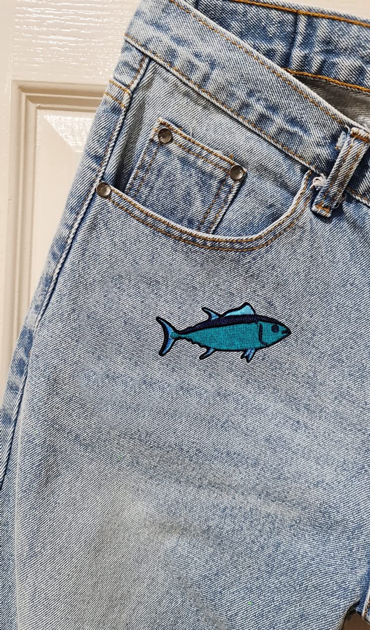 Tuna Fish Sea Ocean Seafood Cartoon Patches Embroidered Appliques Symbol Badge Clothes Jeans T-Shirt Hat Backpacks for Men Women Boys Girls