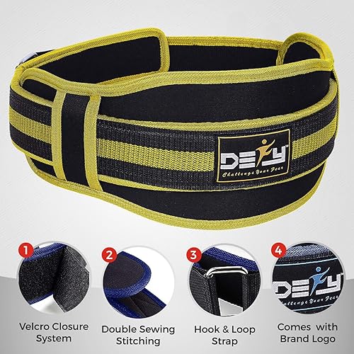 Miniatura 2 de DEFY - Cinturón de levantamiento de pesas con cinturón lumbar de neopreno doble cinturón de espalda de 5 pulgadas de ancho, entrenamiento de