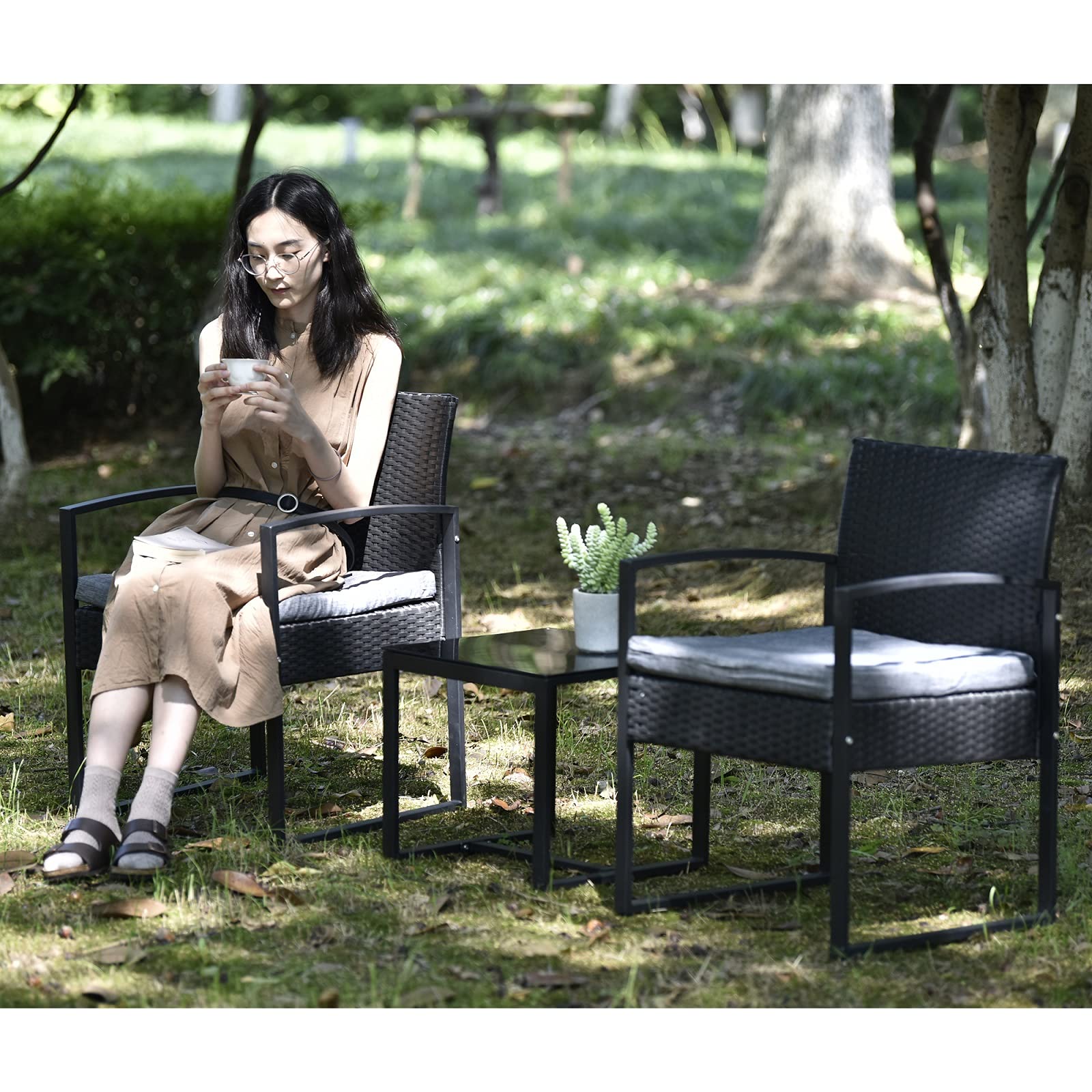 Amazon.co.jp: ガーデンソファー ラタン調 屋外 ガーデンテーブル