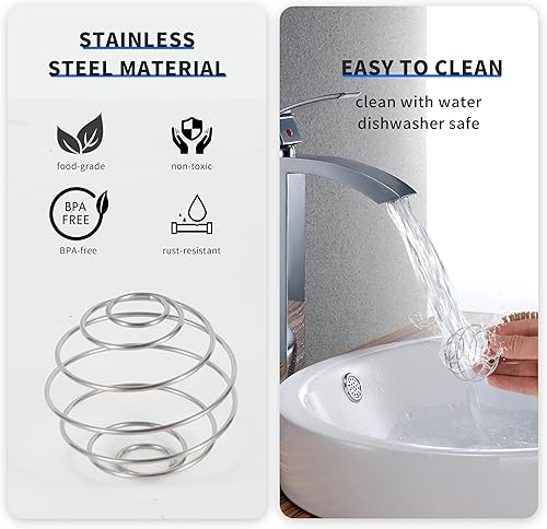 Miniatura 5 de 2 bolas agitadoras de gran tamaño de 2.1 pulgadas para batidos de proteínas, batido y aderezo de ensalada, bola agitadora de acero inoxidable 304