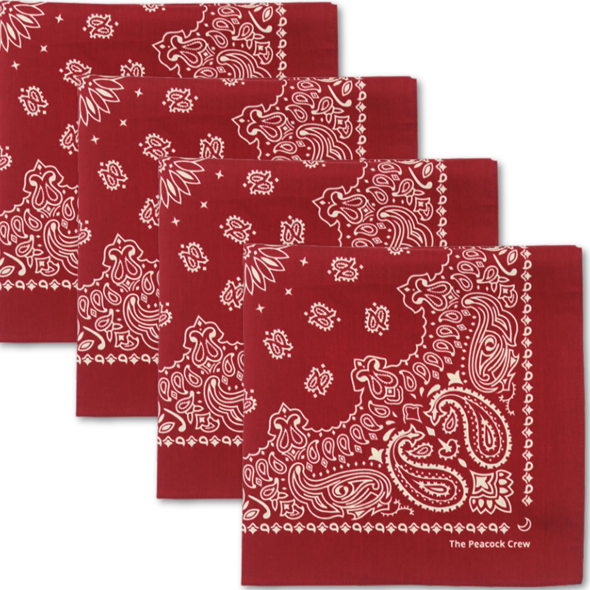 The Peacock Crew Premium Soft Cotton Bandanas Pack for Men and Women Paisley 22 x 22 inches