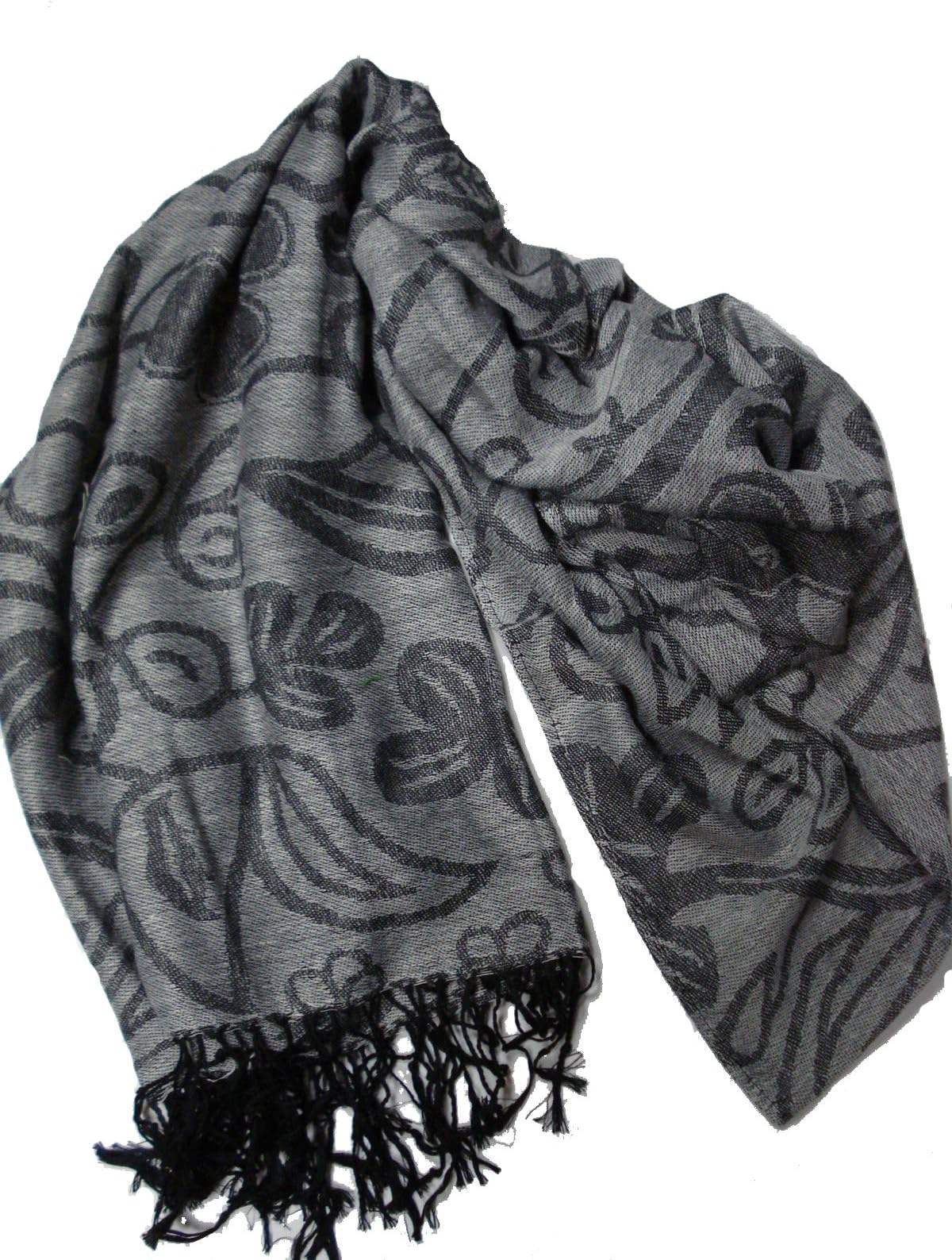 Irish Shamrock Gray/Black Pashmina Scarf