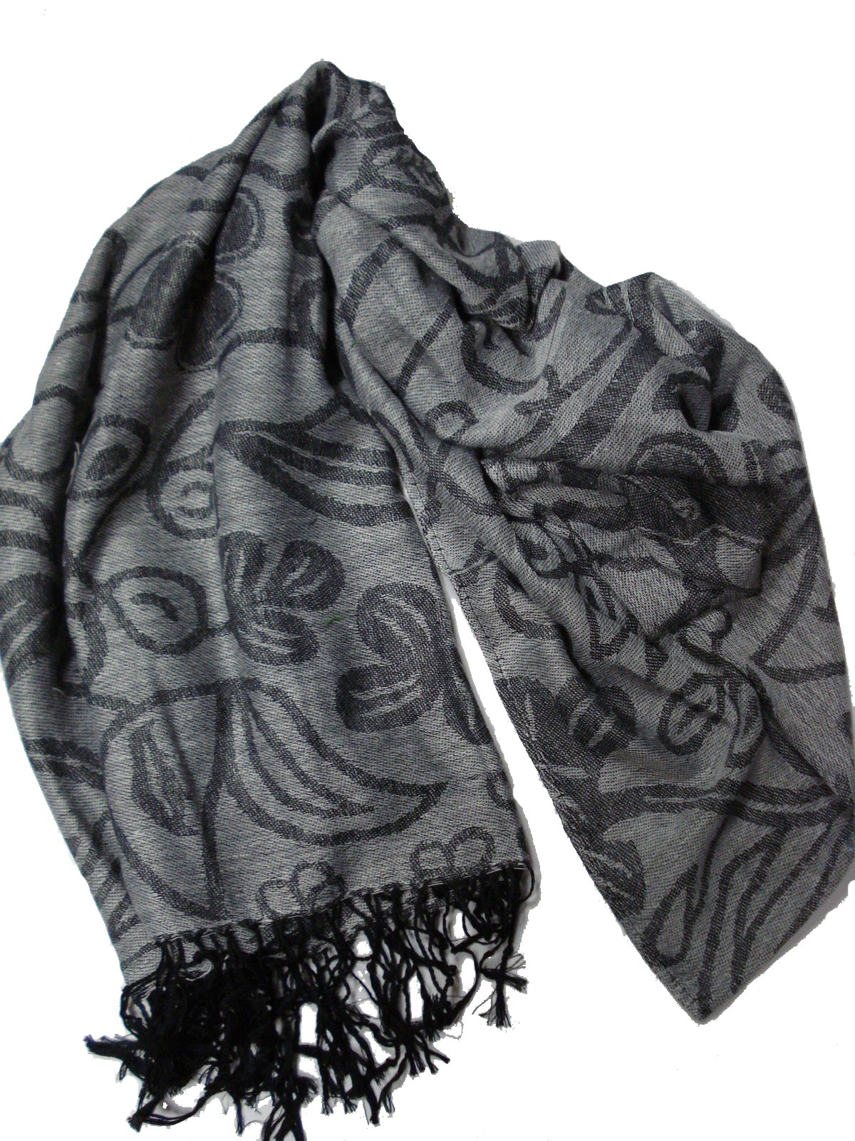Irish Shamrock Gray/Black Pashmina Scarf