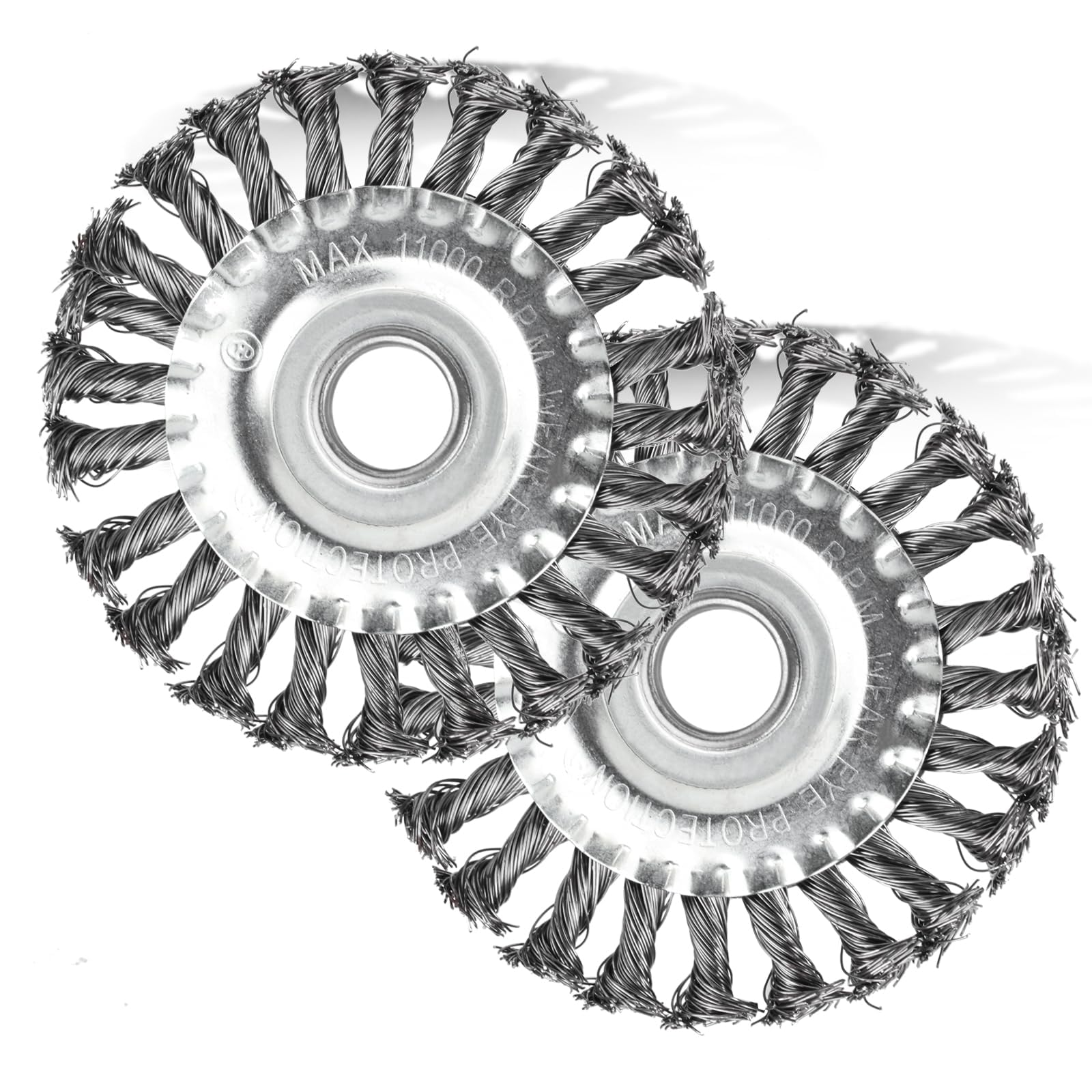Set 2 Cepillos Redondos,Ø125x22 mm Cepillo Acero para Amoladora Angular,Cepillo redondo tejido,Cepillo Disco,Cepillo alambre acero,Para brocas amoladoras angulares,Con cerdas cepillo alambre trenzado