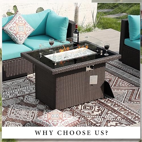 Miniatura 10 de BULEXYARD Yable - Fogata de propano para patio al aire libre de 43 pulgadas, 55,000 BTU con encendido automático de gas con mesa de vidrio templado