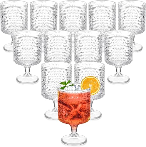 Tioncy Copas vintage de 7.6 onzas, copas de hobnail heladas, copas de vidrio texturizado para vino, refrescos, cenas, fiestas, bares, restaurantes