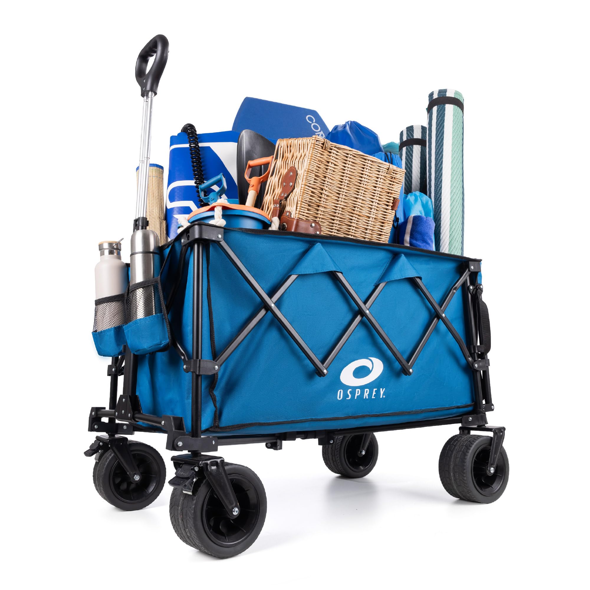 Osprey 220L Beach Trolley on All Terrain Wheels, Folding Wagon for Festivals, Camping, Festival and Beach with Foldable Tailgate for Easy Loading and Unloading, Navy