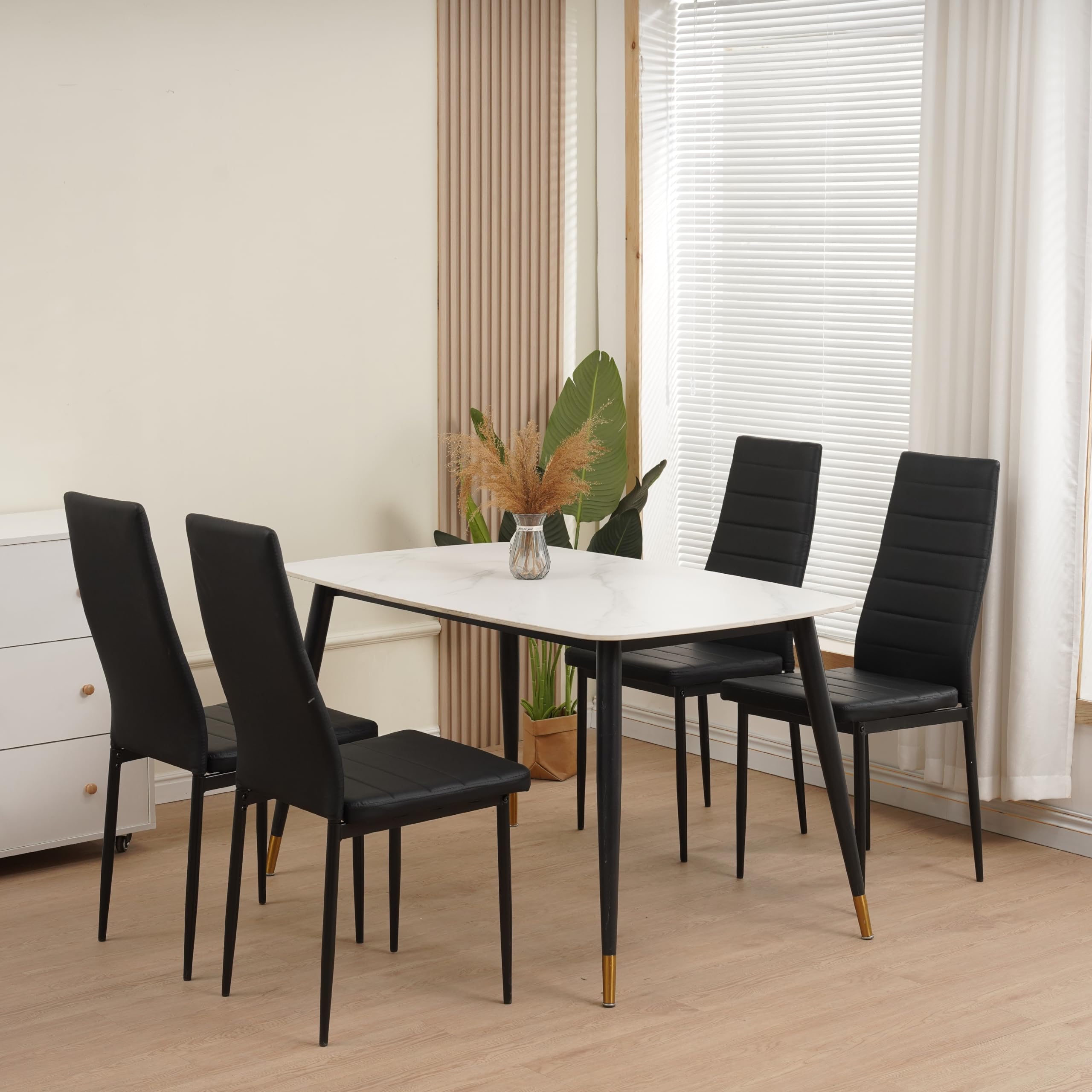 Set Di 4 Sedie Per Sala Da Pranzo Dal Design Scandinavo In Plastica Bianca E Legno Dec025603 85446614