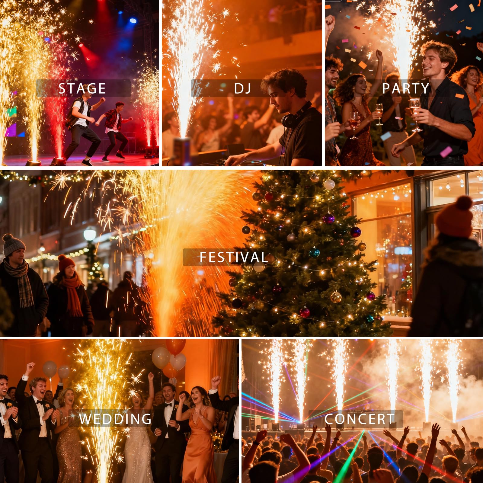 2PCS 1000W Professionnel Machines Pyrotechniques, d-mx512 & Télécommande sans fil Machine à Étincelles Froides Zéro Pollution pour Mariage Fête Scène Noël Halloween
