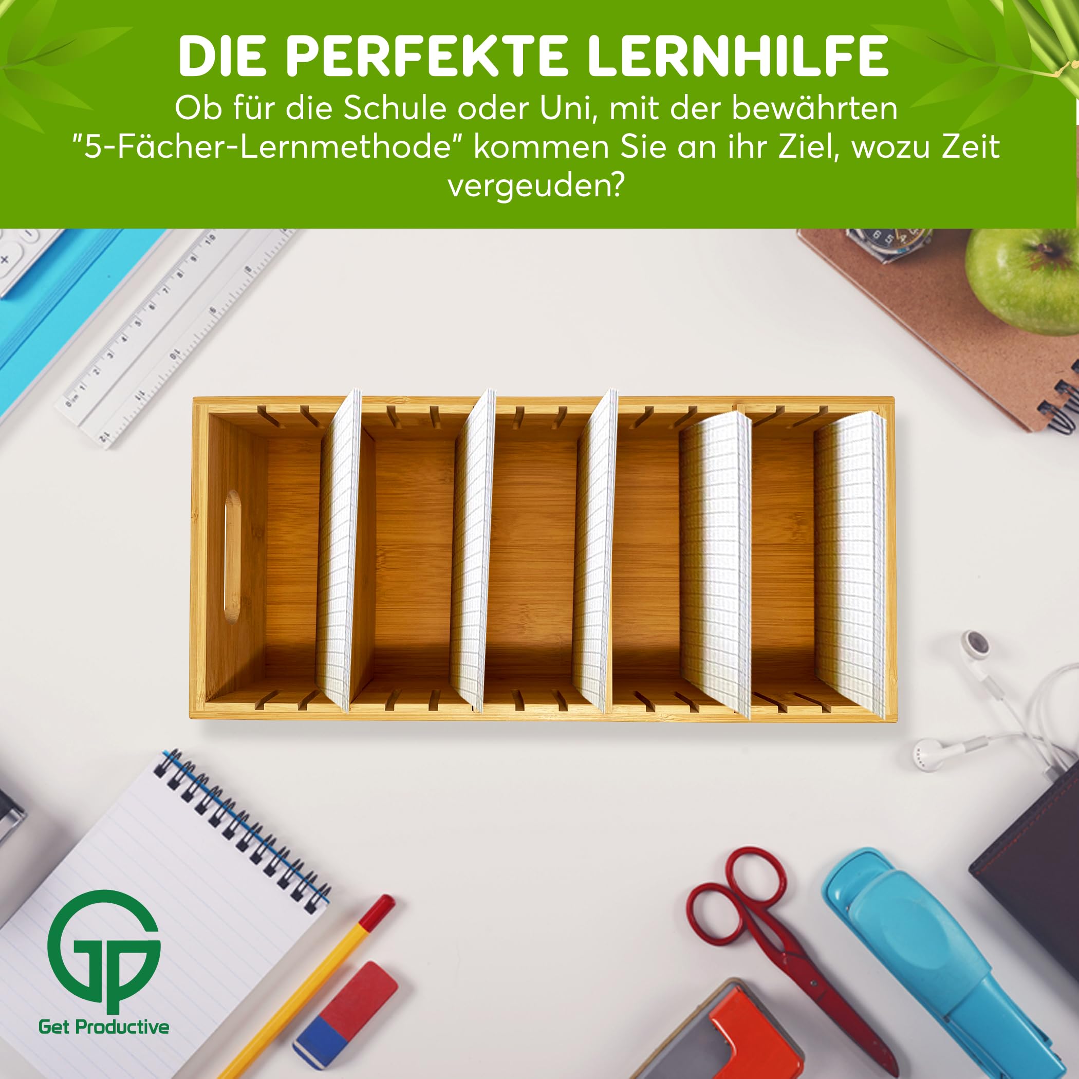 Carteitrog per schede 1500 DIN A6, con 4 taglieri regolabili in legno, scatola per schede in legno di bambù, legno lucido, qualità premium