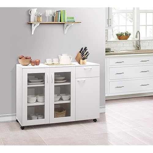 Kings Brand Furniture Buffet, 45.5" W x 15" D x 33" H, White