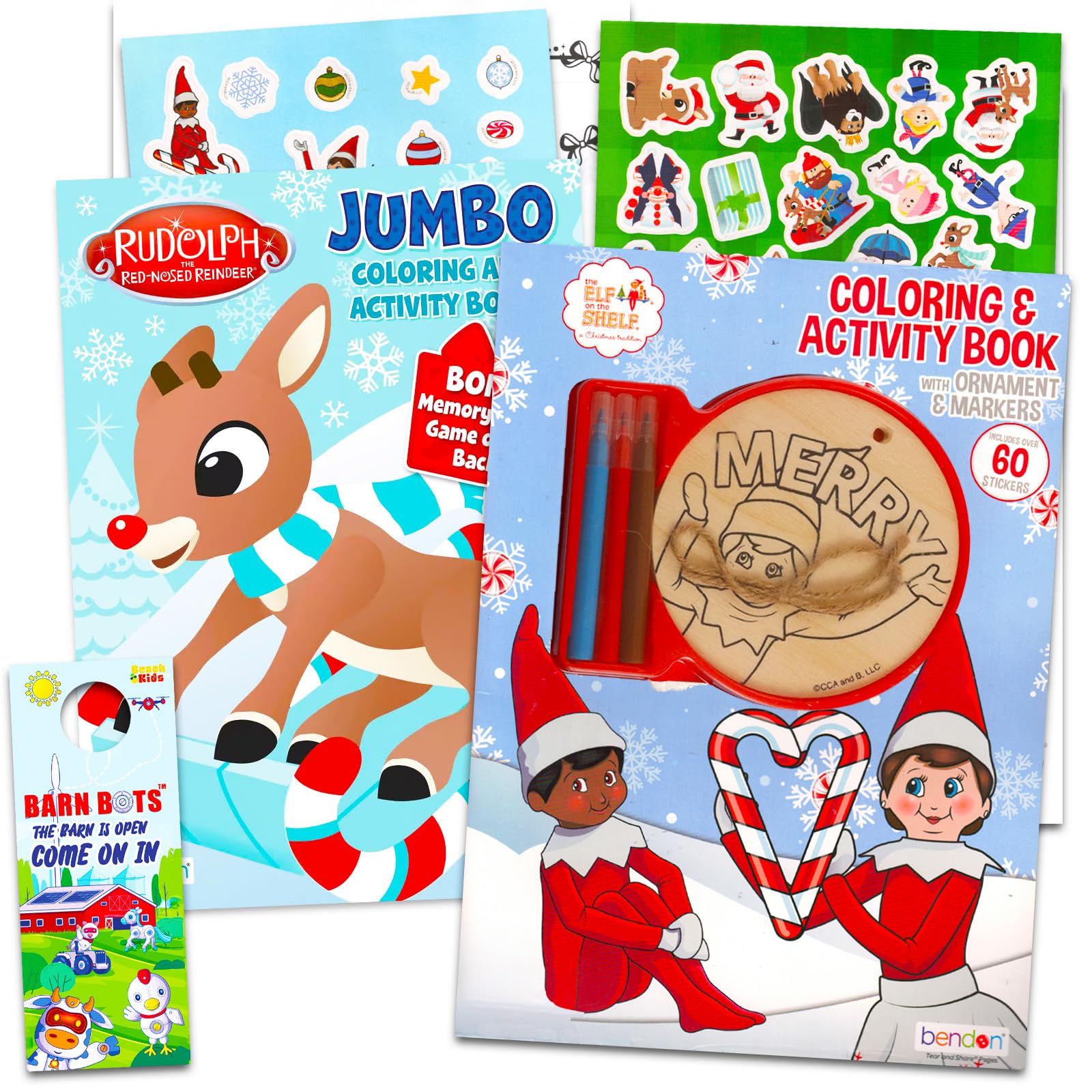 Elf on The Shelf Ornament Making Kit - 2 Pk Coloring Activity Book Set Featuring Elf on The Shelf and Rudolph The Red Nosed Reindeer | Christmas DIY Activities