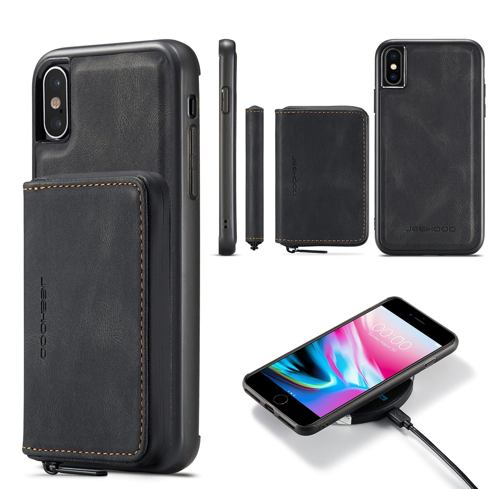 Coque de téléphone résistante aux chutes compatible iPhone XS portefeuille - 8