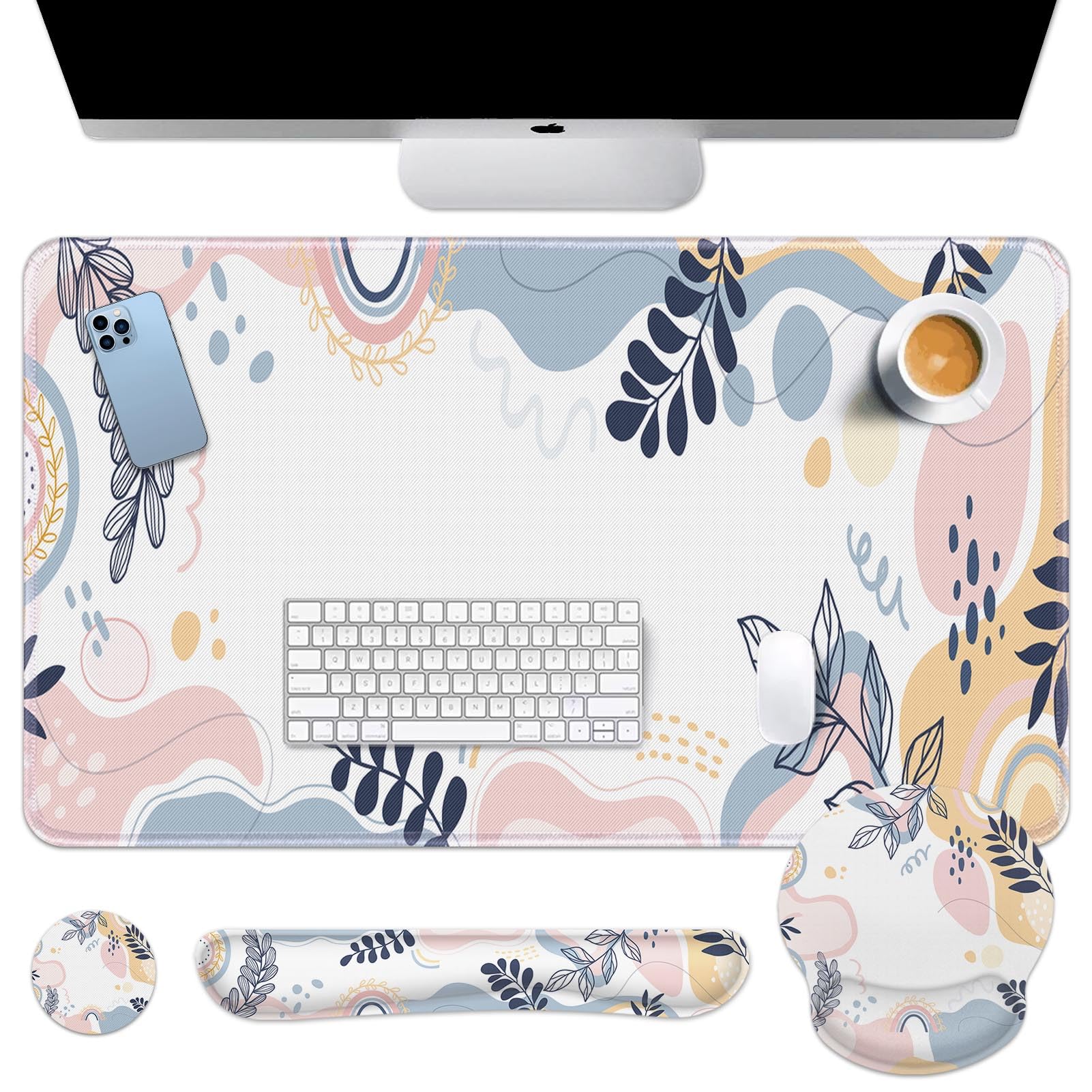 Cute Keyboard Mouse Pad Set - 4-in-1 Desk Mat -14