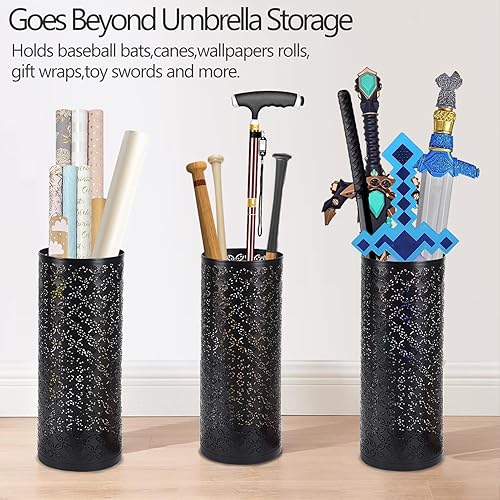 Miniatura 2 de Gloserin Soporte de metal para paragüas, soporte de paraguas independiente, bastones para caminar, para entrada, hogar, oficina (redondo)