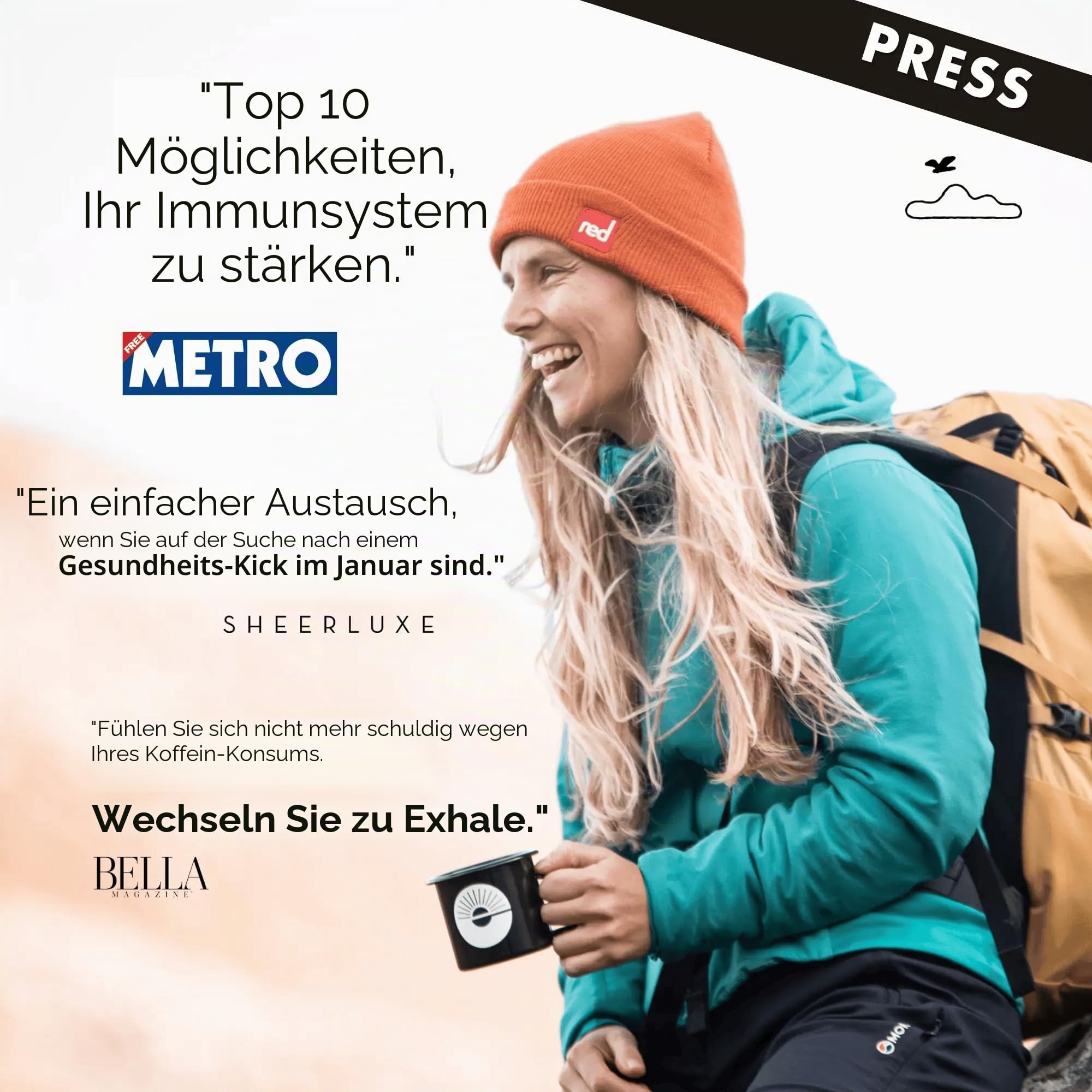 EXHALE Bio Kaffee Gemahlen (450g), 100% Arabica, Mykotoxinfrei & Polyphenolreich Für Mokka, Filterkaffee & AeroPress (Dunkle Röstung)