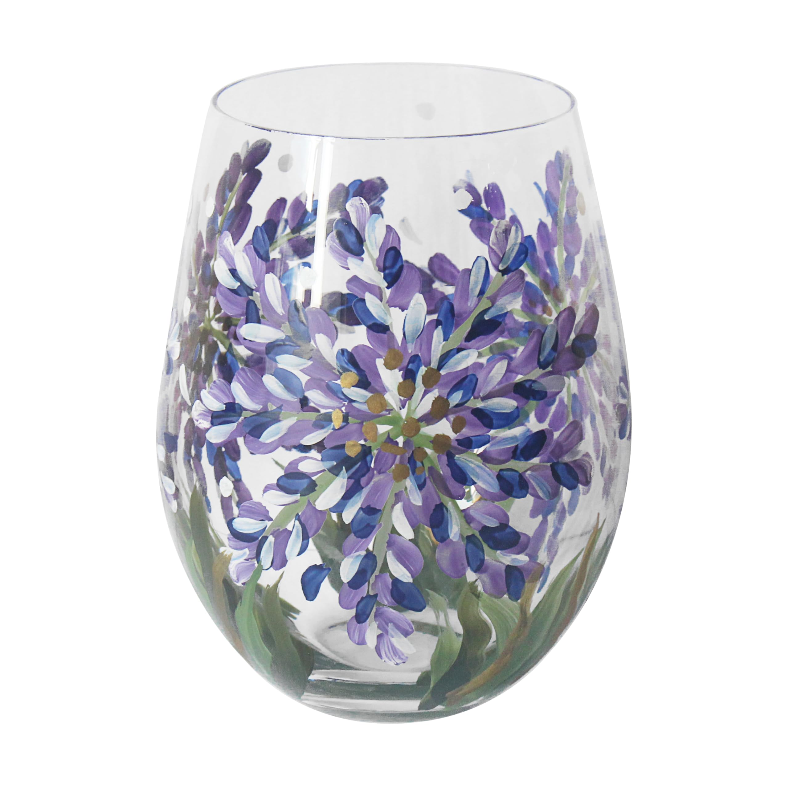 Lesser & Pavey Agapanthus Stemless Glass Lynsey Johnstone for Home & Restaurants | Stylish Stemless Glasses for Drinks | Lovely Tableware Stemless Drinking Glasses Gifts for Women & Men