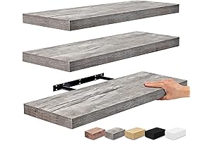 Sorbus Floating Shelves for Wall - Set of 3 Gray Floating Wall Shelves