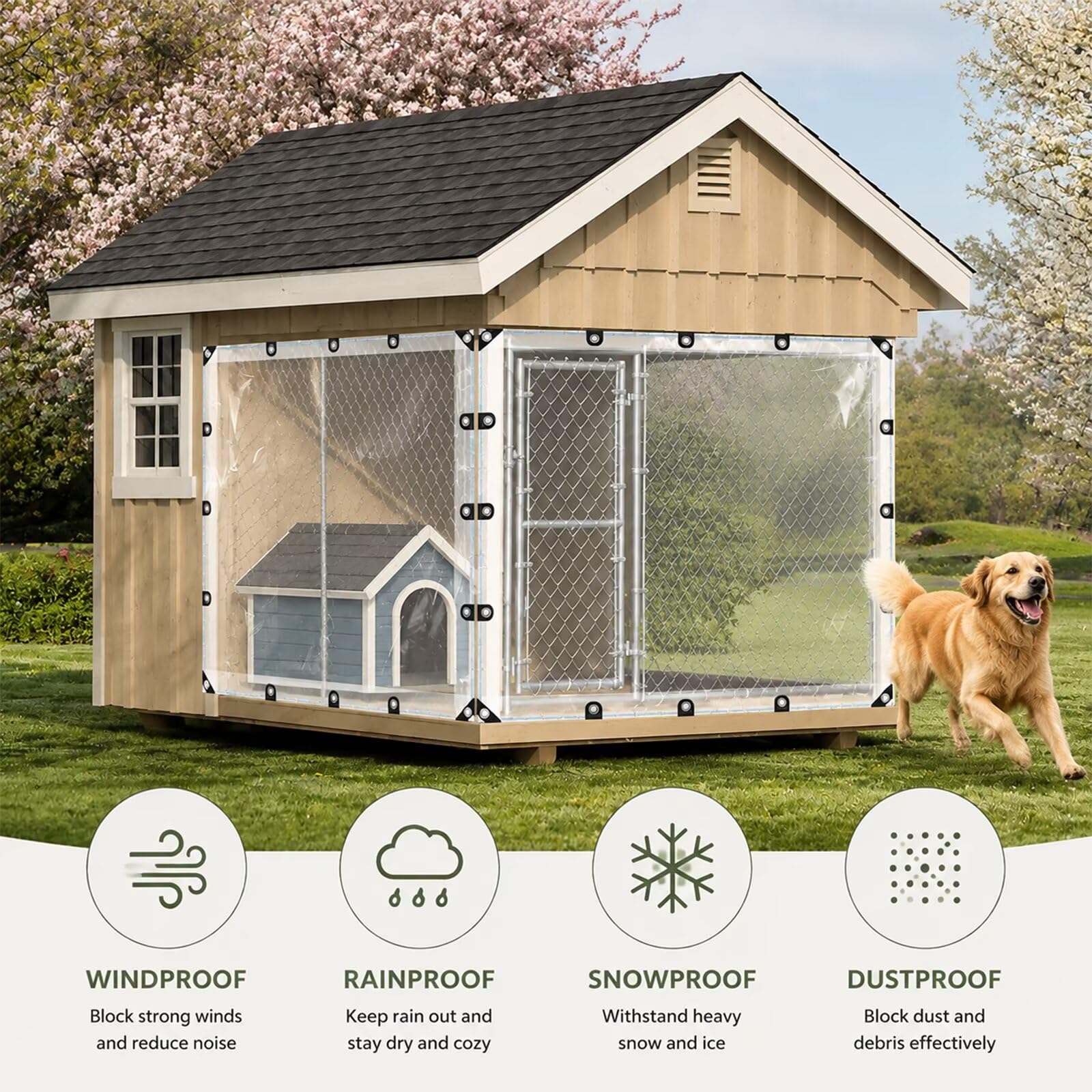 2.2×2.5m wasserdichte Transparente PE-Abdeckplane mit Ösen - UV-beständige & Reißfeste Gewächshausfolie für Garten, Balkon, Baustelle & Haustiergehege-Wetterfeste Baufolie mit Verstärkungsband Plane