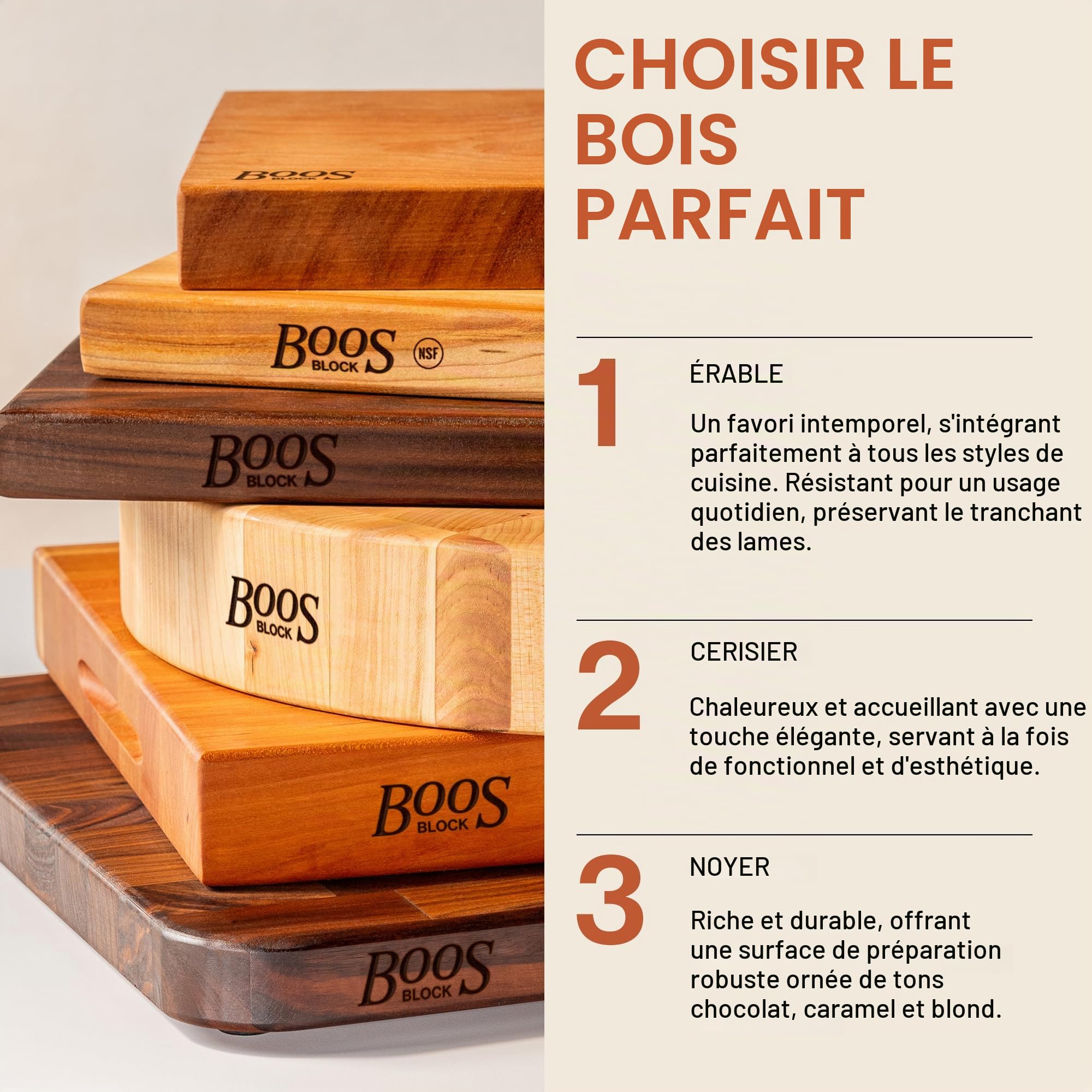 Boos Block Professional Butcher Block - 46 x 46 x 3 cm | End Wood Board - Kitchen Block - North American Maple Board