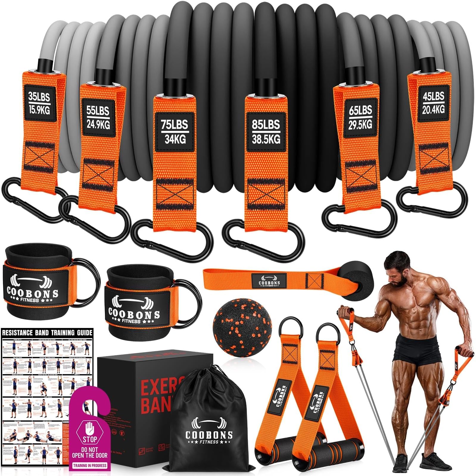 Heavy Resistance Bands for Working Out, 300LBS Exercise Bands with Handles, Workout Bands for Men, Weight Fitness Bands Set for Muscle Training, Strength, Slim, Yoga, Home Gym Equipment