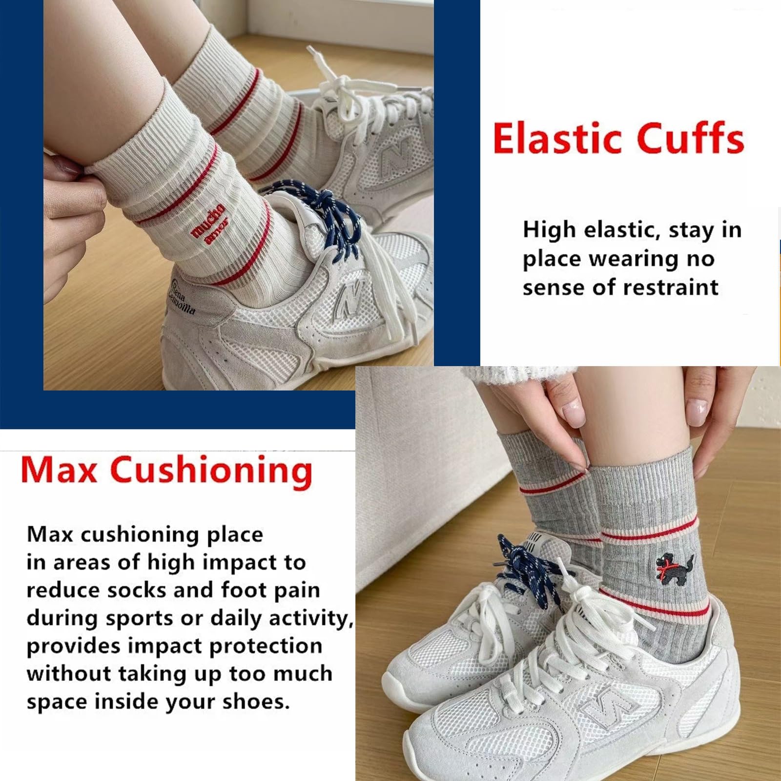 Repaly Womens Cute Cozy Striped Crew Socks, Casual Athletic Hiking Socks(10 Pairs)