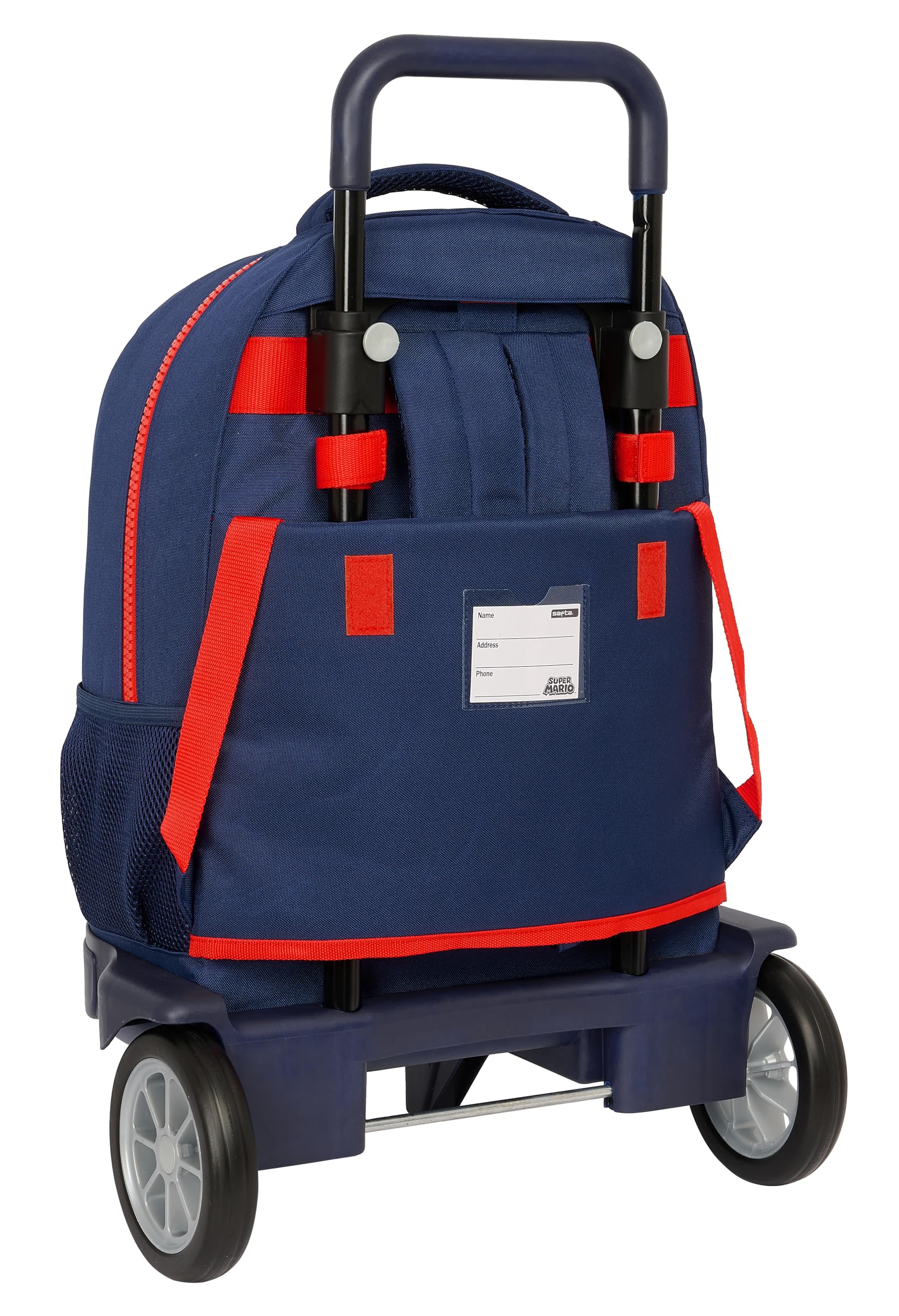 Super Mario World - Mochila Grande con Ruedas, Compact Evolución, Extraíble, Ideal para Niños de Diferentes Edades, Cómoda y Versátil, Calidad y Resistencia, 33x22x45 cm, Color Azul Marino