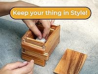 Vista 6 de BSIRI Caja deslizante mágica, caja secreta de madera para rompecabezas con compartimentos ocultos, joyería misteriosa ideal con cerradura