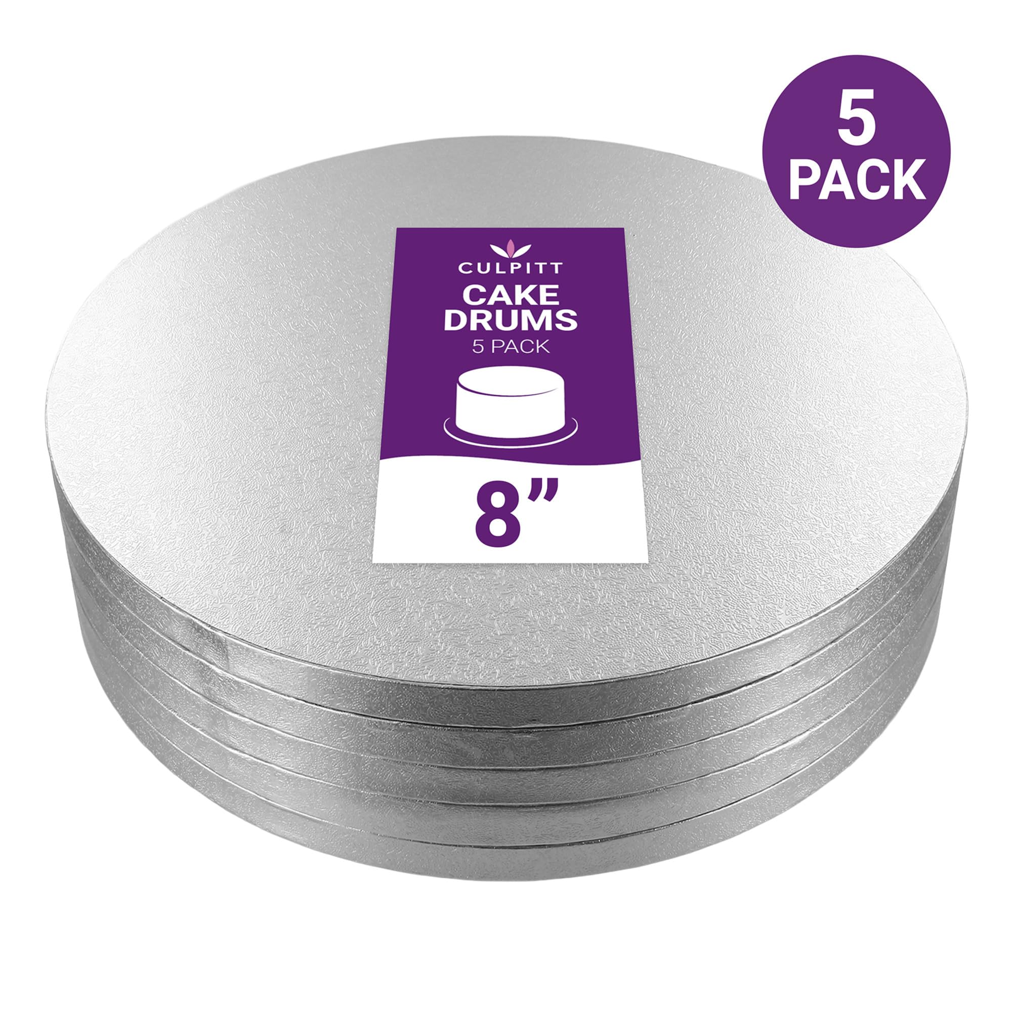 Culpitt RWD8F Lot de 5 planches à gâteau rondes Argenté 203 mm Épaisseur 13 mm