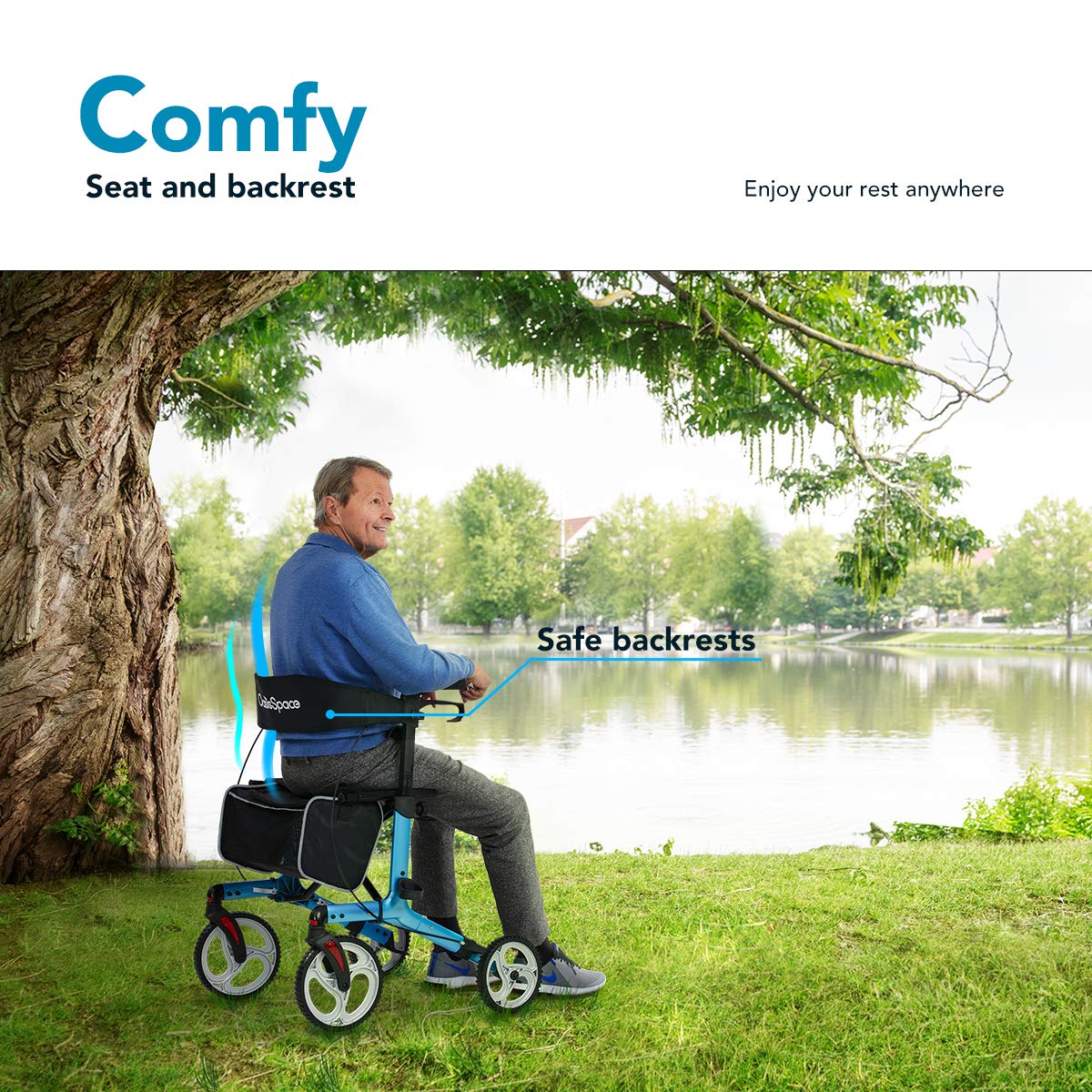 Buy OasisSpace Aluminum Rollator Walker with Seat, Rollator Walker for