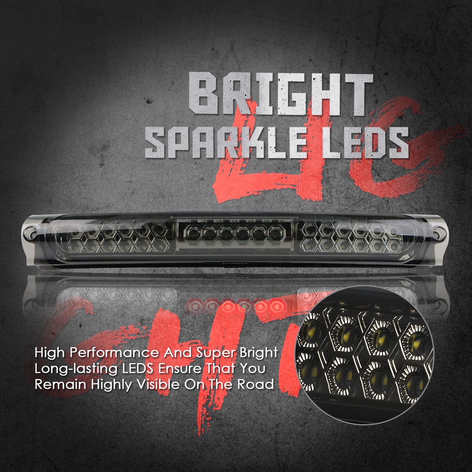 The MARLBSTON LED 3rd brake light features a black smoke lens and integrated cargo illumination.