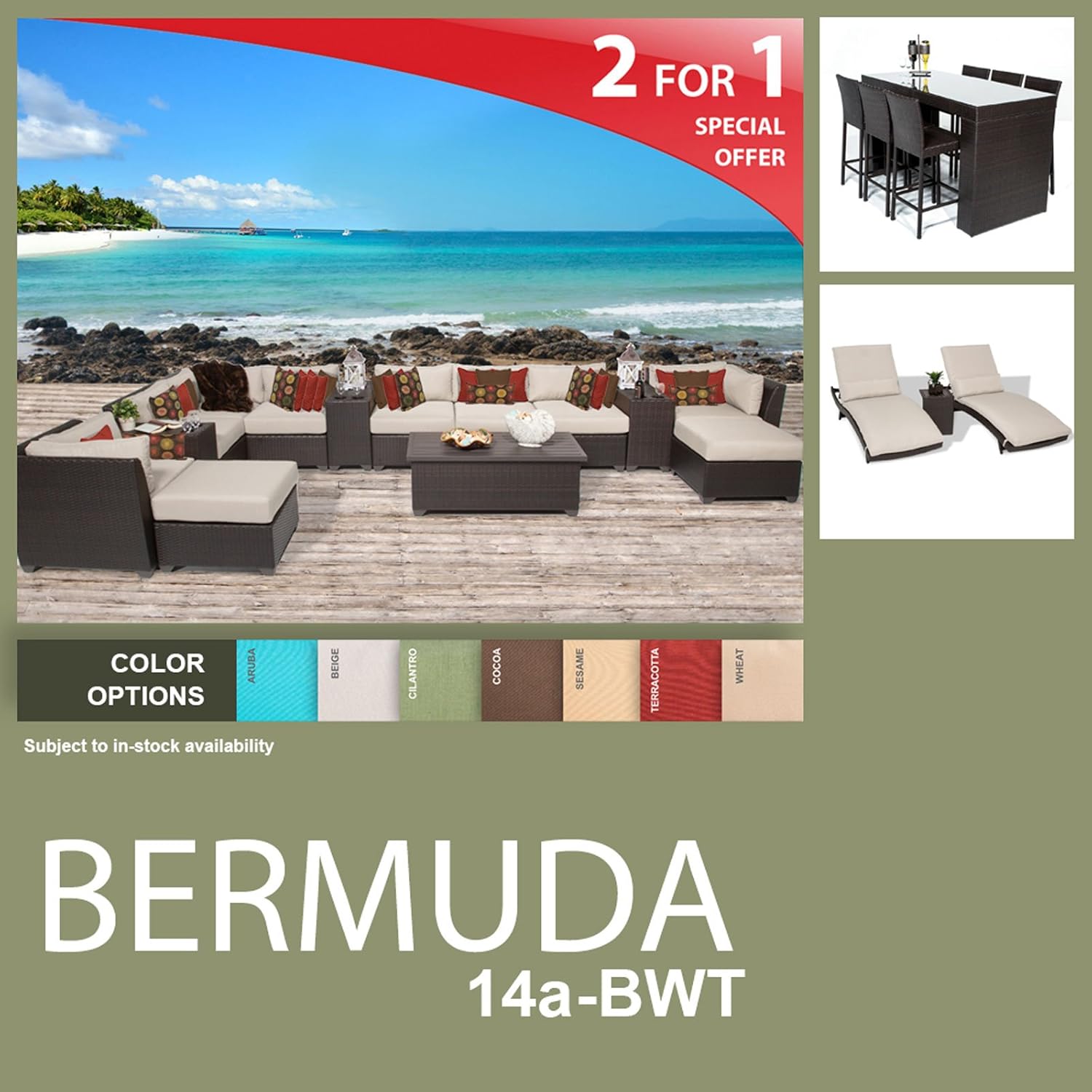 Bermuda 24 Piece Outdoor Wicker Patio Furniture Package