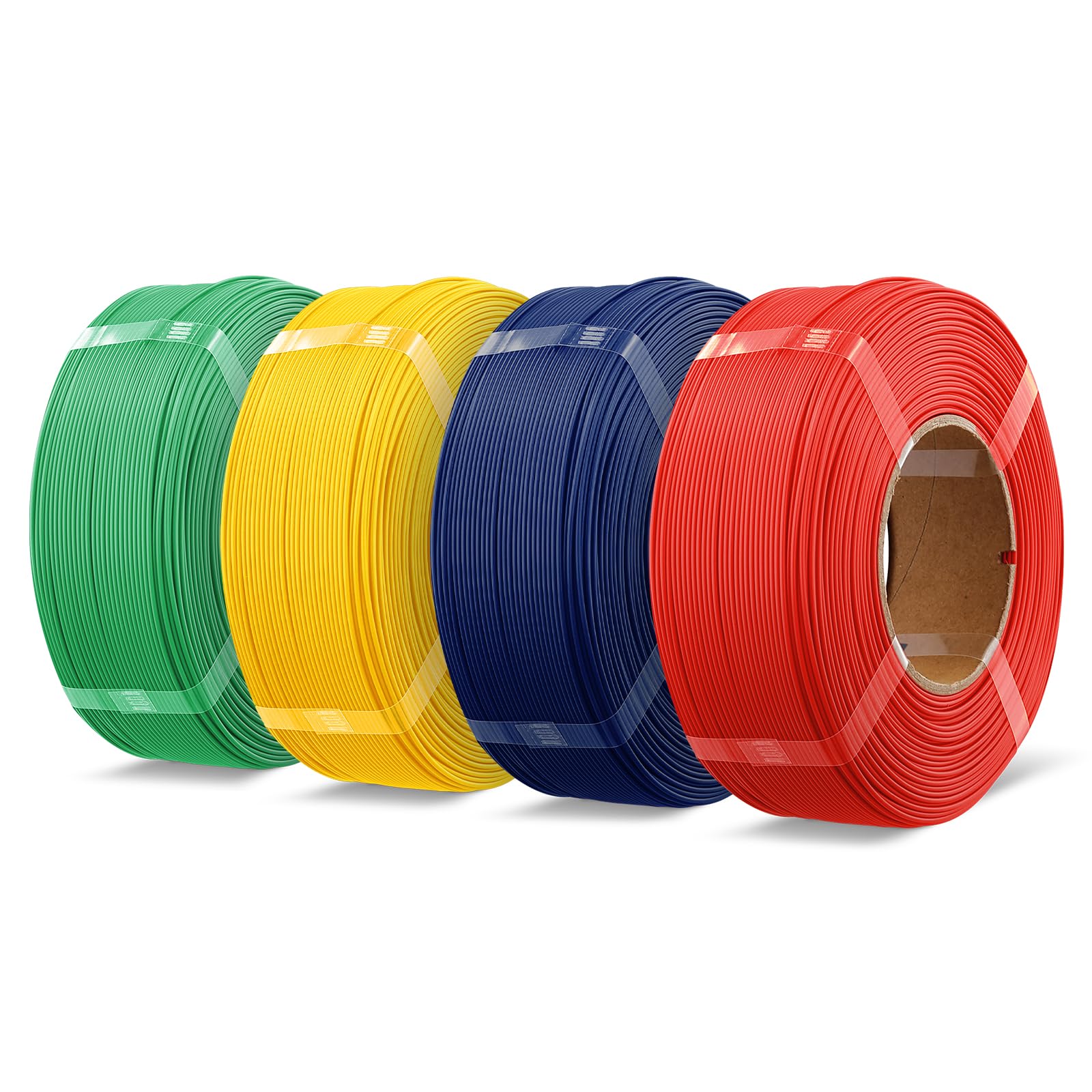 OVERTURE PLA+ bezszpułkowy wkład do napełniania, 1 kg, 1,75 mm, czerwony, 1 + niebieski x 1 + żółty x 1 + zielony x 1 x 4 kg