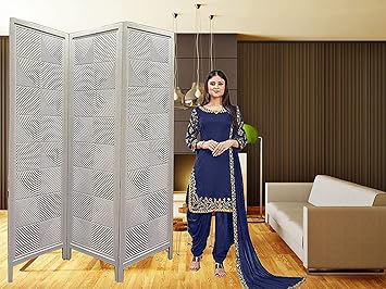 Australian Handicraft Wooden Partition/Wall Screen/Room Divider/for Living Room Partition/Foldable Partition / 3 Panel/Screen Separator / (1 Panel Size - 20x72 Inch) (Color - White)