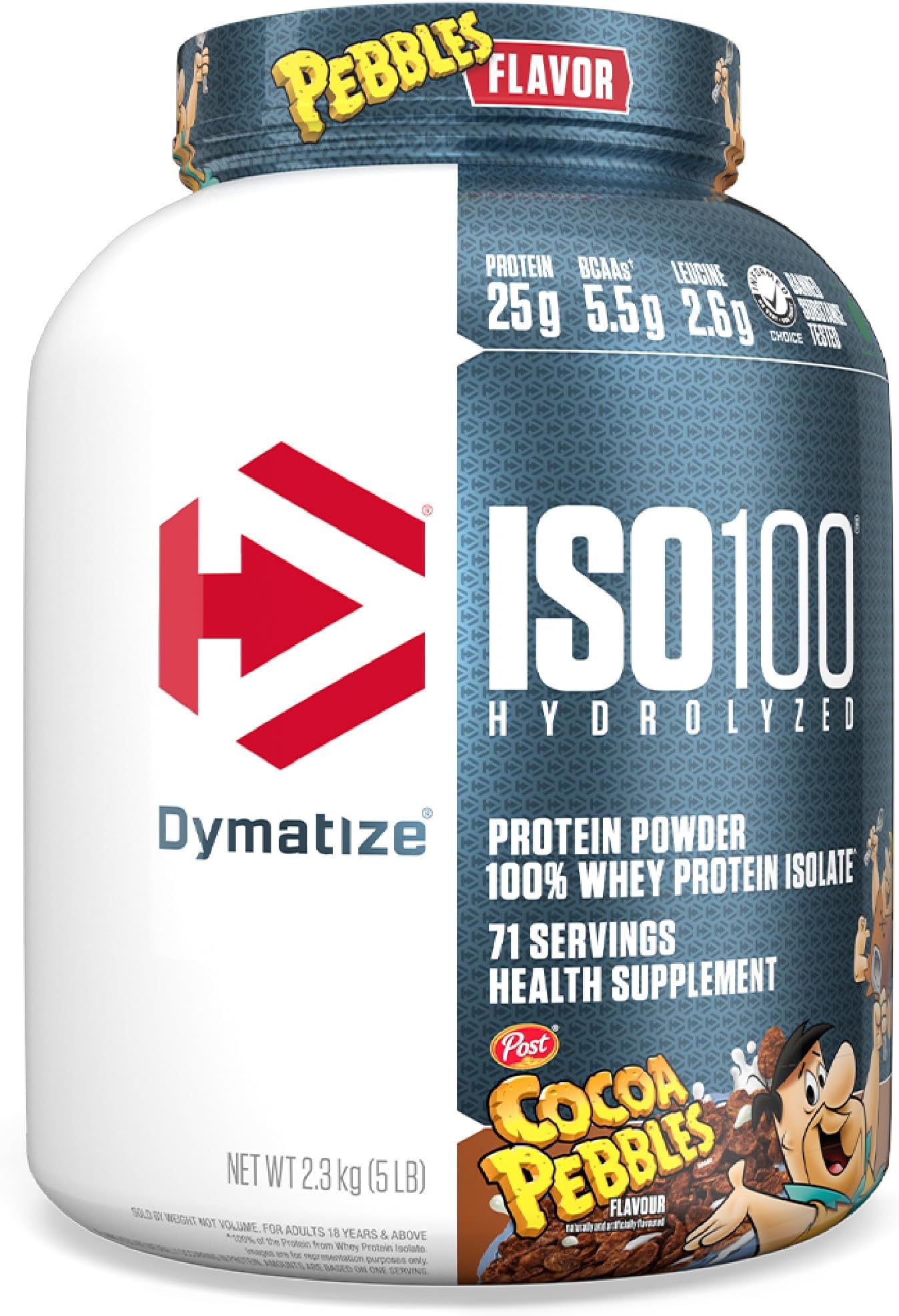 ISO100 Hydrolyzed Whey Protein Isolate | Fast-Digesting | Muscle Recovery Formula with Amino Acids | Low Sugar & Fat | Cocoa Pebble | 5 Lbs