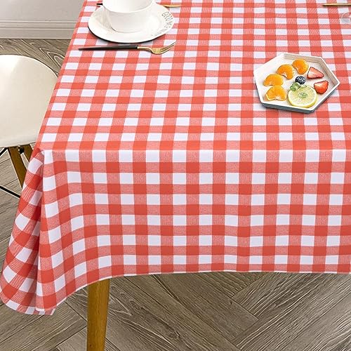 Miniatura 3 de VARWANEO Mantel de PVC a cuadros, rectangular, impermeable, mantel de vinilo a prueba de aceite, a prueba de derrames, lavable, lavable, lavable,