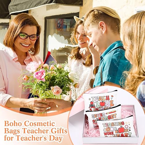 Miniatura 3 de Yahenda 16 bolsas de maquillaje para profesores, bolsas de cosméticos arcoíris a granel, regalos para profesores para el día del profesor, semana de