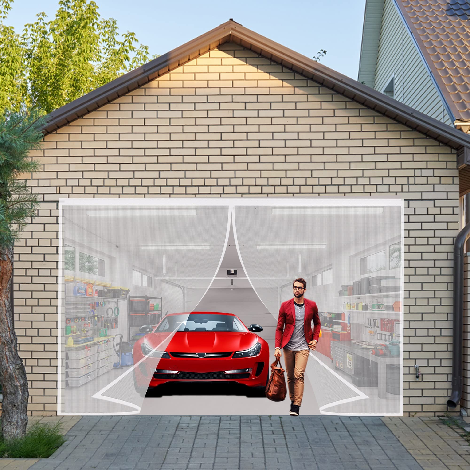 Moustiquaire rideau de porte magnétique anti insecte blanche 235x245