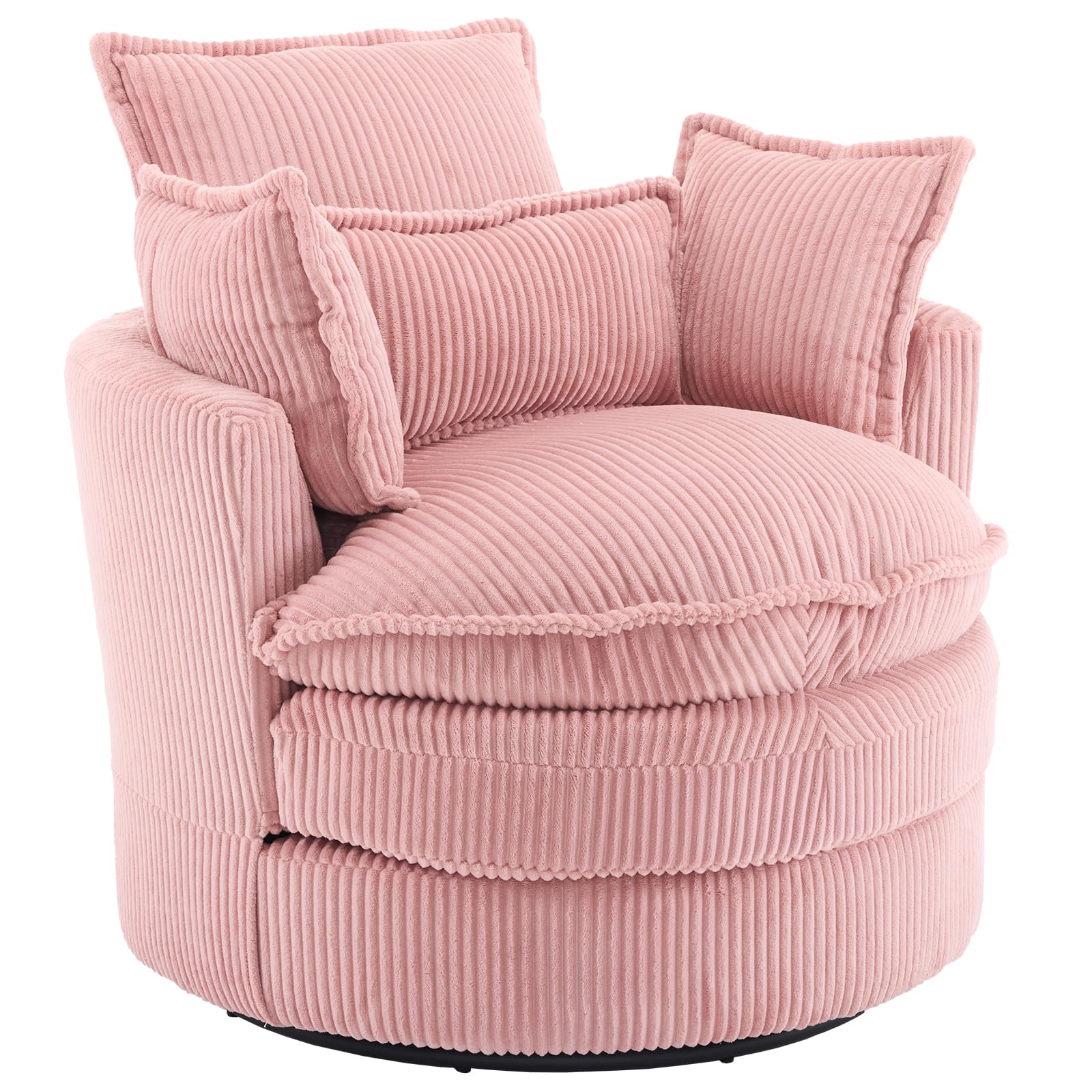 Karl home Swivel Accent Chair, Barrel Cuddle Tub Armchair Single Sofa, Pink
