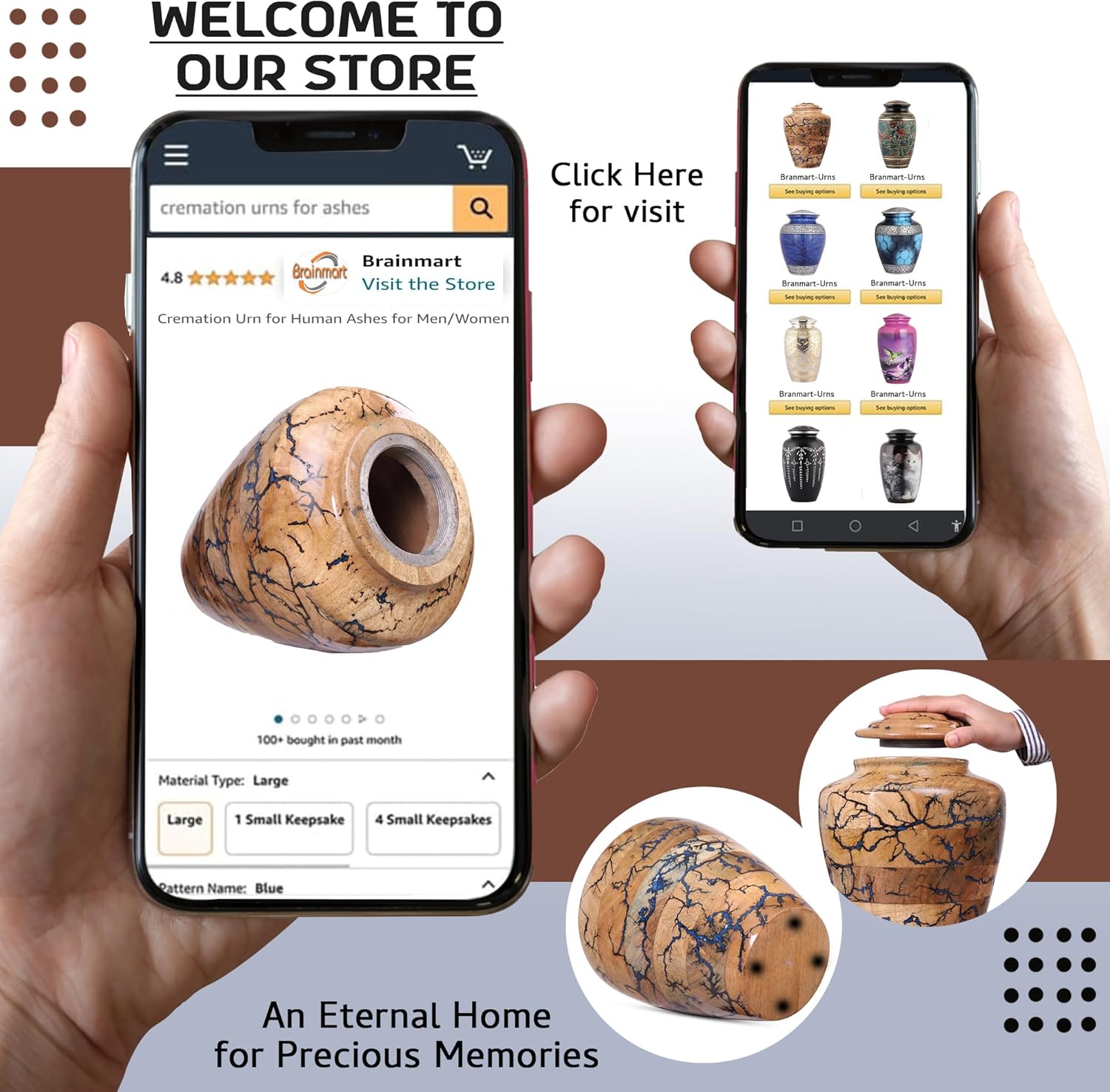 Unique Wooden Urn for Human Ashes Adult Male & Female – Blue Epoxy Resin Handmade Cremation Urn | Decorative Burial & Funeral Urn for Men & Women with Secure Lid & Protective Base (Keepsake, 25 Cu/In) - Image 5