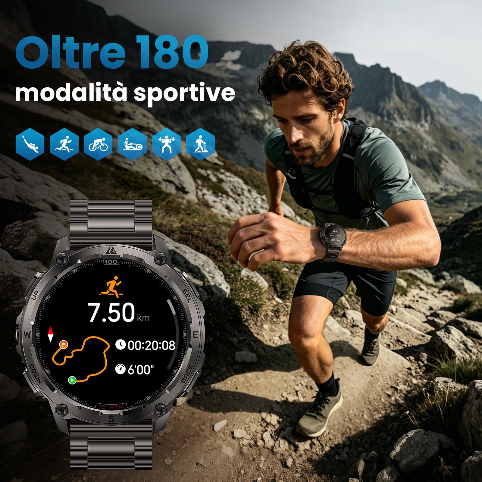 KOSPET TANK T4 Special Edition Smartwatch Uomo Rugged, Mappe Offline, IP69K | GPS a 6 Satelliti, Impermeabile 10 ATM, Batteria 15 Giorni, Chiamate Bluetooth, 180+Modalità Sportiva, Monitor Salute 24/7